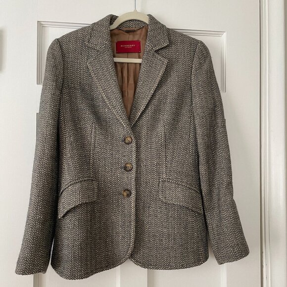 Burberry England Herringbone Tweed Wool Blazer Size M - Picture 1 of 5